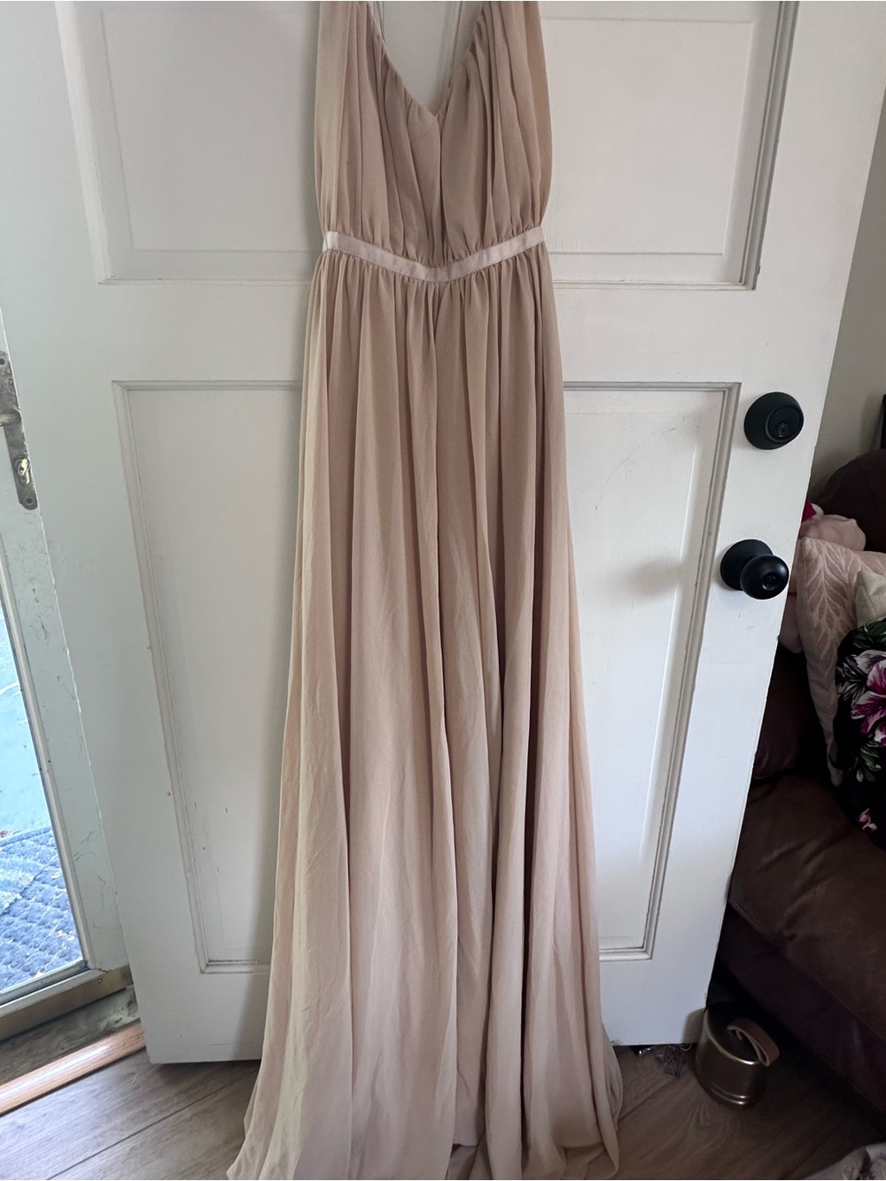 Women's Sleeveless V-Neck Maxi Dress in Nude